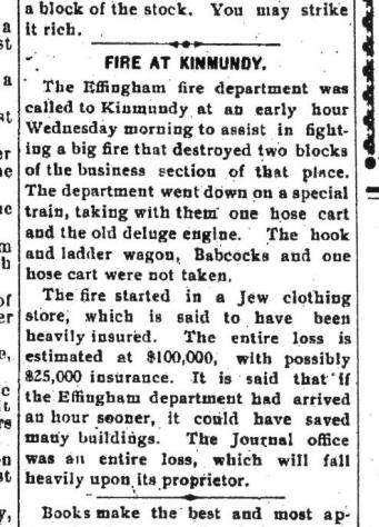 Kinmundy fire of 1903 - Effingham Republican