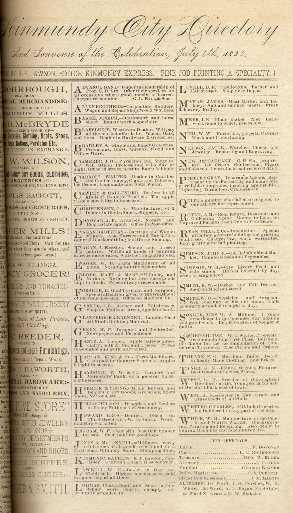 Kinmundy Illinois City Directory