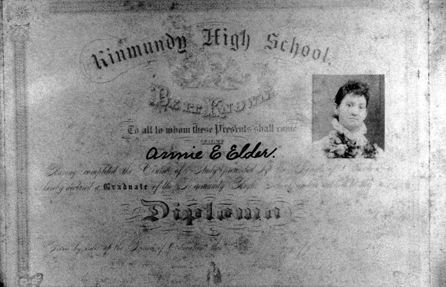 Kinmundy Public School diploma; 1895