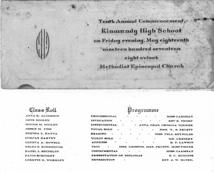Kinmundy High School Commencement Program; 1917
